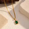 European and American INS Wind Simple Green Geometric Pendant Titanium Steel Clavicle Chain Women's Necklace Stainless Steel Jewelry