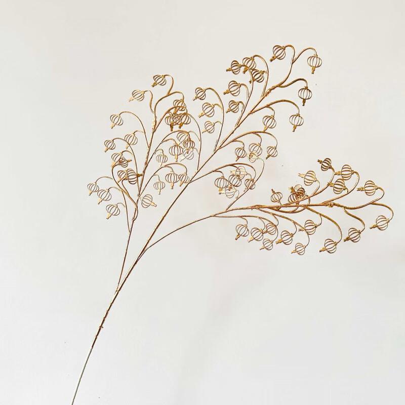 Golden Artificial Eucalyptus & Ginkgo Leaf Arrangement with Lantern Fruit