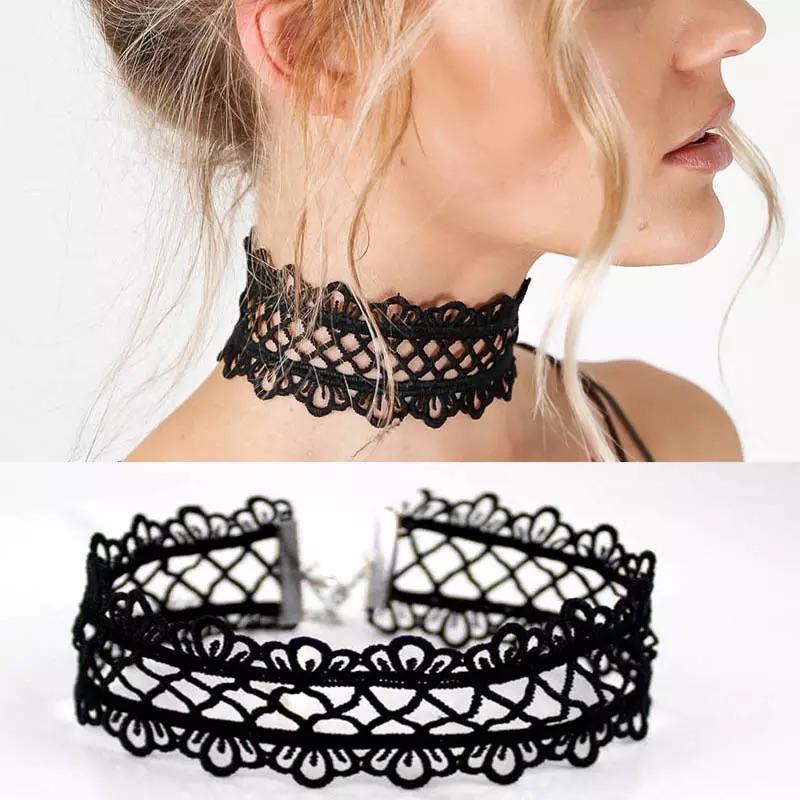 Koreanische Mode Samt Halsband Halskette für Frauen Vintage Sexy Spitze Halskette mit Anhänger Gothic Mädchen Hals Schmuck Zubehör