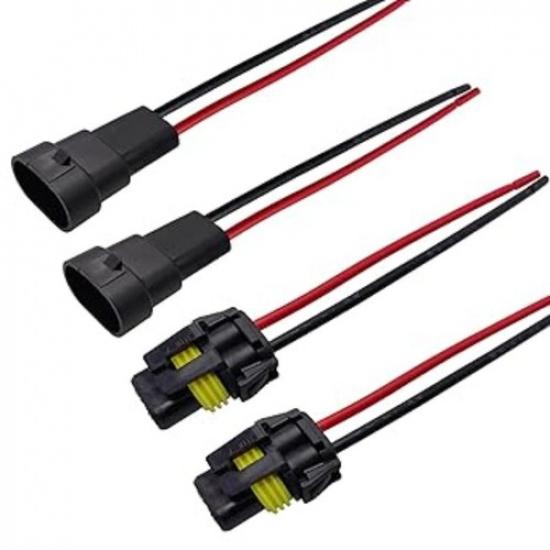 Heavy Duty Male & Female Adapters Wiring Harness Sockets for Headlights Fog L