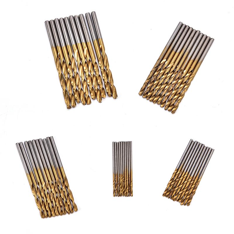 50Pc Titanium Coated Hss High Speed Steel Drill Bit Set Tool 1/1.5/2/2.5/3Mm