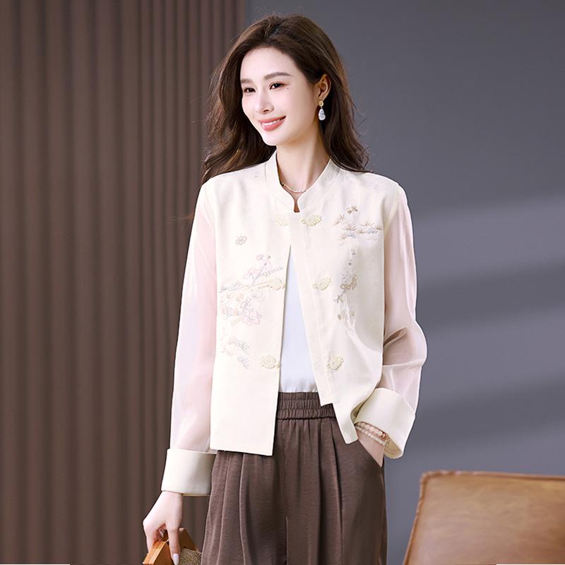 Spring/Autumn Women's High-End Frog Button Shirt Jacket: New Chinese Style