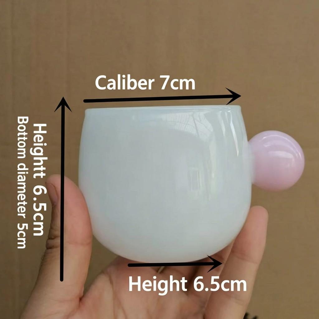 Cute Colorful Glass Cup with Ball Handle Milk Coffee Juice Round Glass Mug Heat Resistant Borosilicate Glass Hot Water Glass