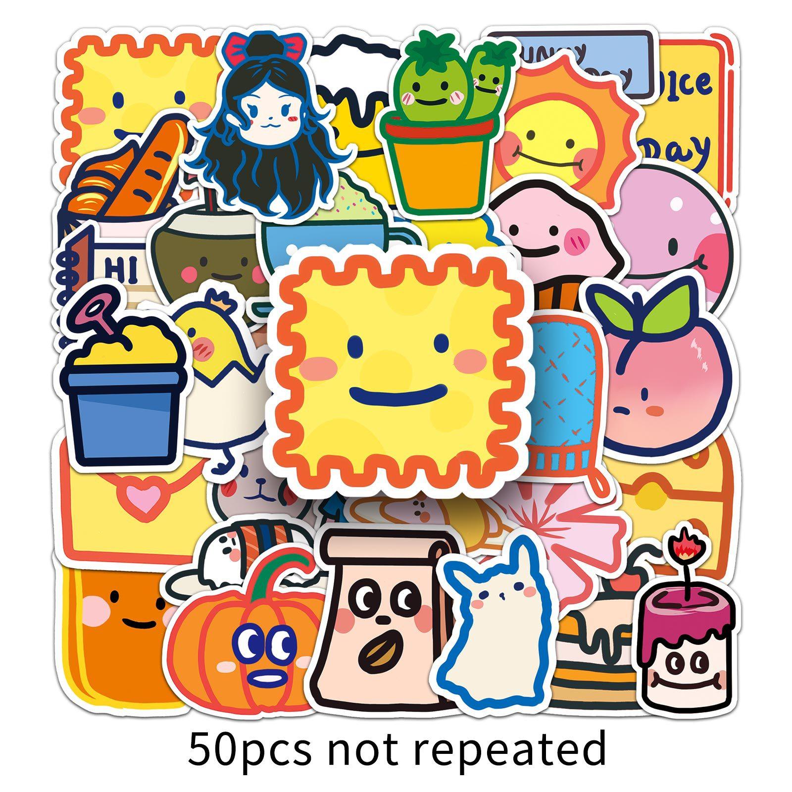 

50 Cartoon Doodle Personality Cute Stickers Decorative Mobile Phone Case Water Cup Suitcase Stickers Waterproof