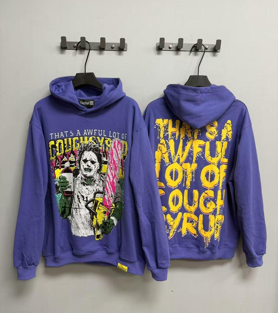 Módní americký styl Dlouhý rukáv Volná mikina pro muže a ženy - Vysoká gramáž Design s kašlovým sirupem