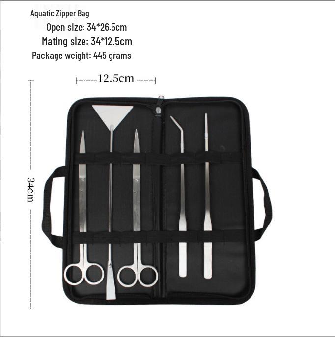 Aquatic Plant Trimming Kit: Stainless Steel Tweezers, Scissors, Clips, Flat Sand Shovel, Algae Scraper, Fish Tank Cleaning Supplies