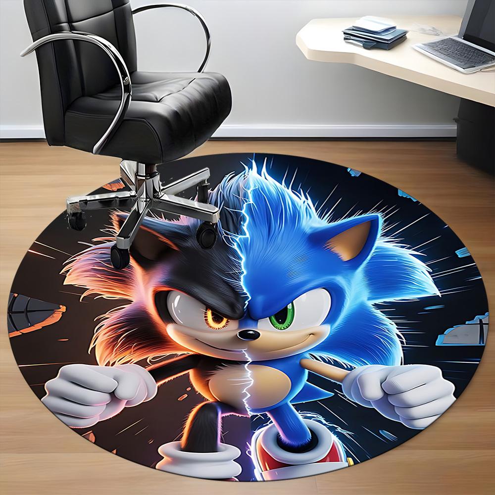 1ks Kancelářský kulatý koberec Sonic Hedgehog, Dekorace do ložnice, obývacího pokoje, Domácí dekorace, Dekorace místnosti, Offic a1016174
