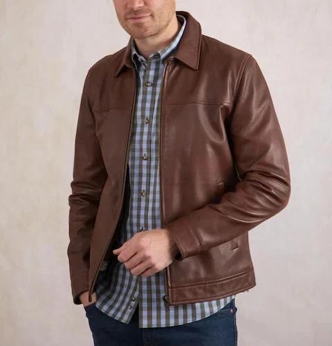 

Формальная коричневая кожаная мотоциклетная куртка из натуральной овчины, байкерская, мужская, стильная, ручной работы XL коричневый
