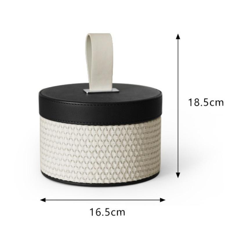 Round Storage Box Luxury Leather Organizer Boxes Modern Makeup Groceries Storage Box Multifunctional Organization Container 12390₽