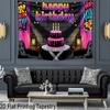 2D Happy Birthday Backdrop Banner, Graffiti Style Pink and Black Party Decor