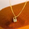 Huitan Statement Lock Shaped Pendant Necklace for Women Dainty Accessories Daily Wear Exquisite Female Necklace Fashion Jewelry
