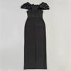 European-American Elegant Bandage Dress with Pleated Design and Rhinestone Accents