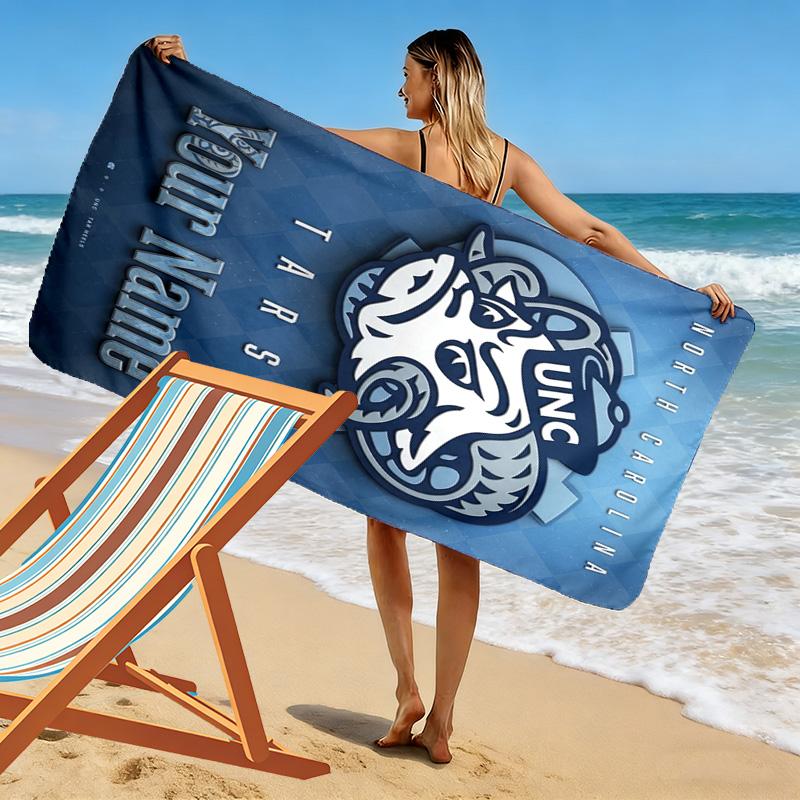Name Custom North Carolina Print Beach Towel, Large Soft Quick Dry Towel for Beach Camping Swimming