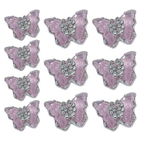 10ks Motýlí šperky na nehty Dvouvrstvé třpytivé drahokamy Poutavé ozdoby na nehty Dámské doplňky