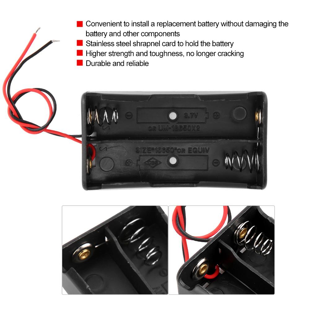 10pcs Double 18650 Battery 3.7V Storage Box Holder Case Black High Strength