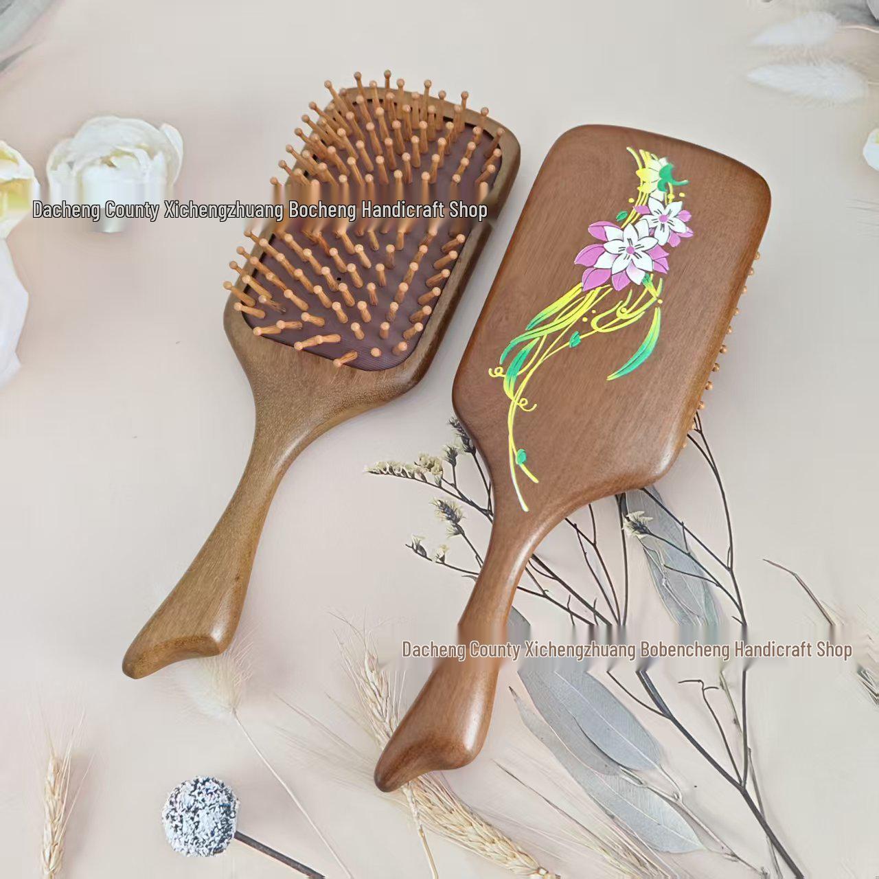

Sandalwood Airbag Curling Comb - Smooth & Fluffy Hair, Scalp Massage, Household Gift 25cm x 8cm x 3cm