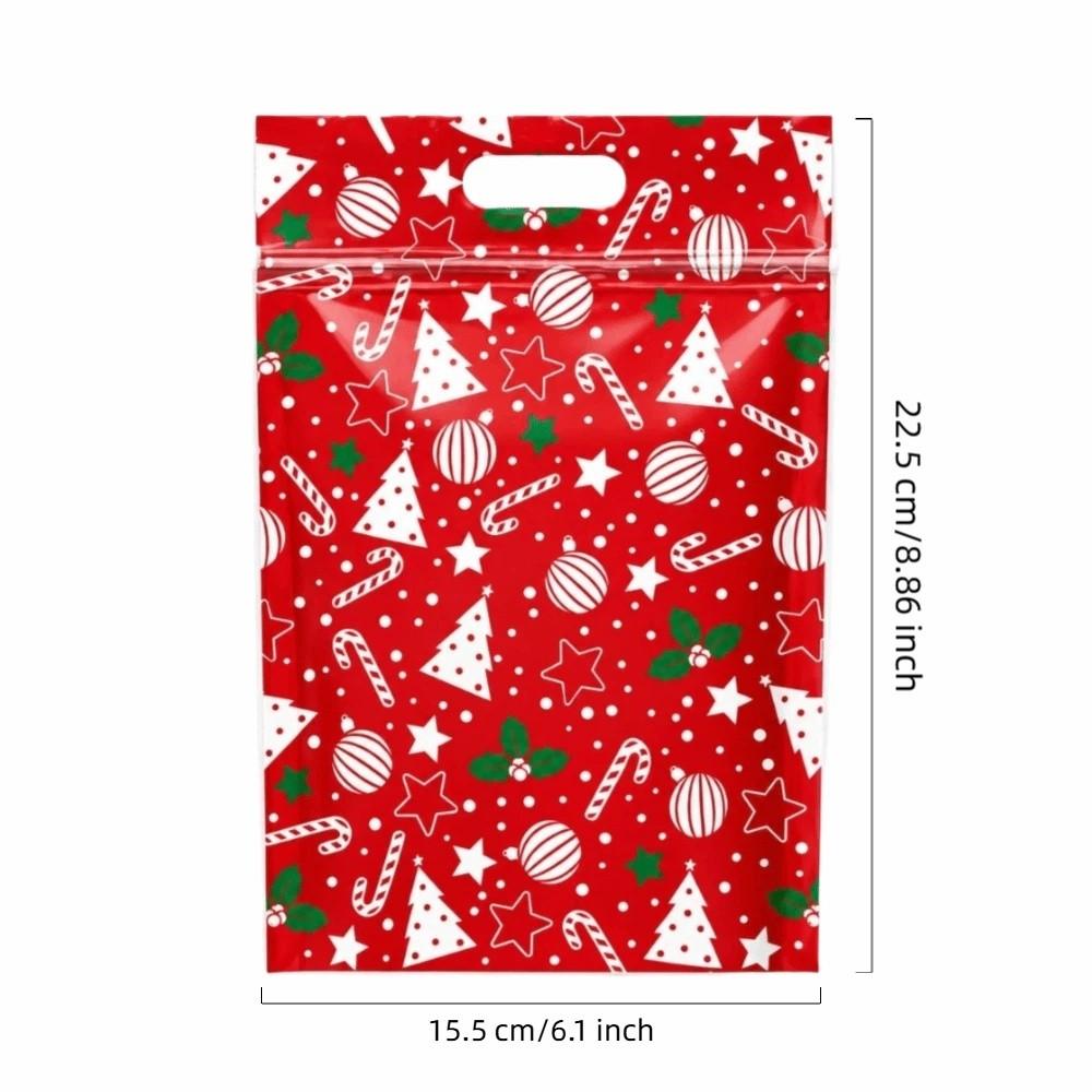 50pcs with Handles Christmas Sealing Bags Plastic Packaging Bags Candy Cookie Bags  Xmas Holiday