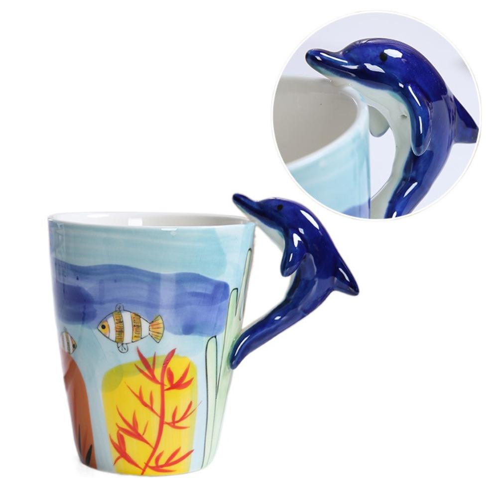 3D Animal Shape Handle Animal Shape Ceramic Cup Hand Painted Animals Mug  Living Room