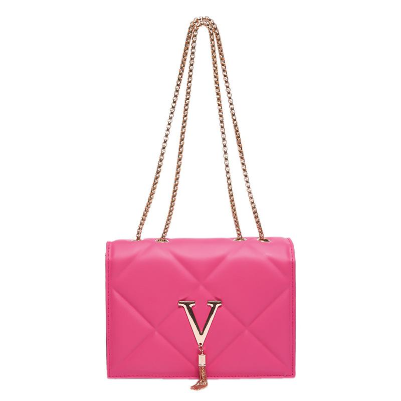

Personalized simple chain casual small square bag women s 2024 spring and summer new diamond fashion shoulder bag messenger bag рожевий червоний колір