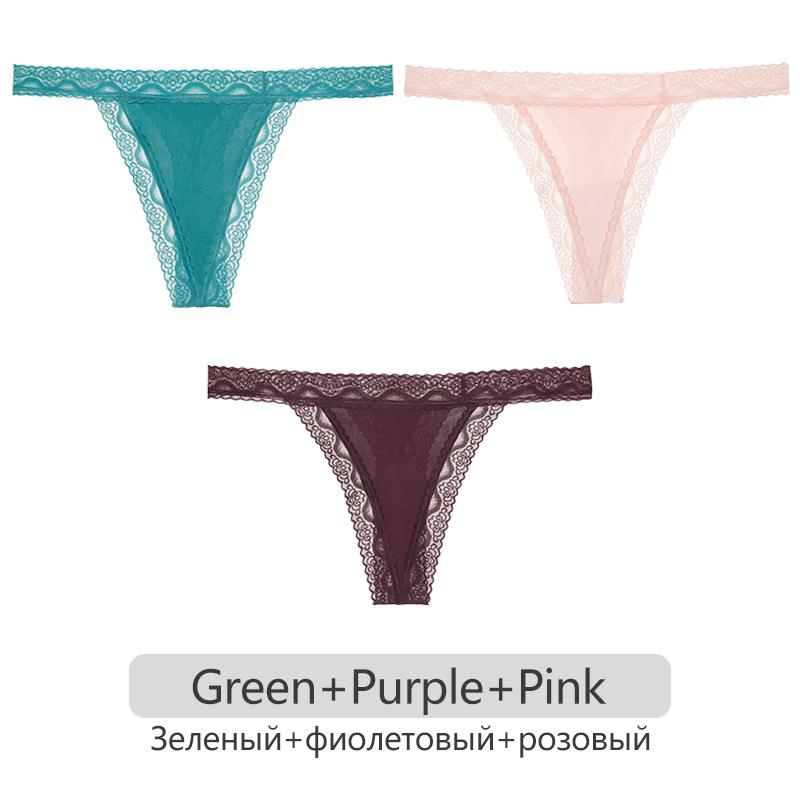 Women Thongs 3Pcs/set Lace G-sting Panties Female Sexy T-Back Underwear S-XL Ladies Thong Underpants Nylon Thongs Lingerie 2023