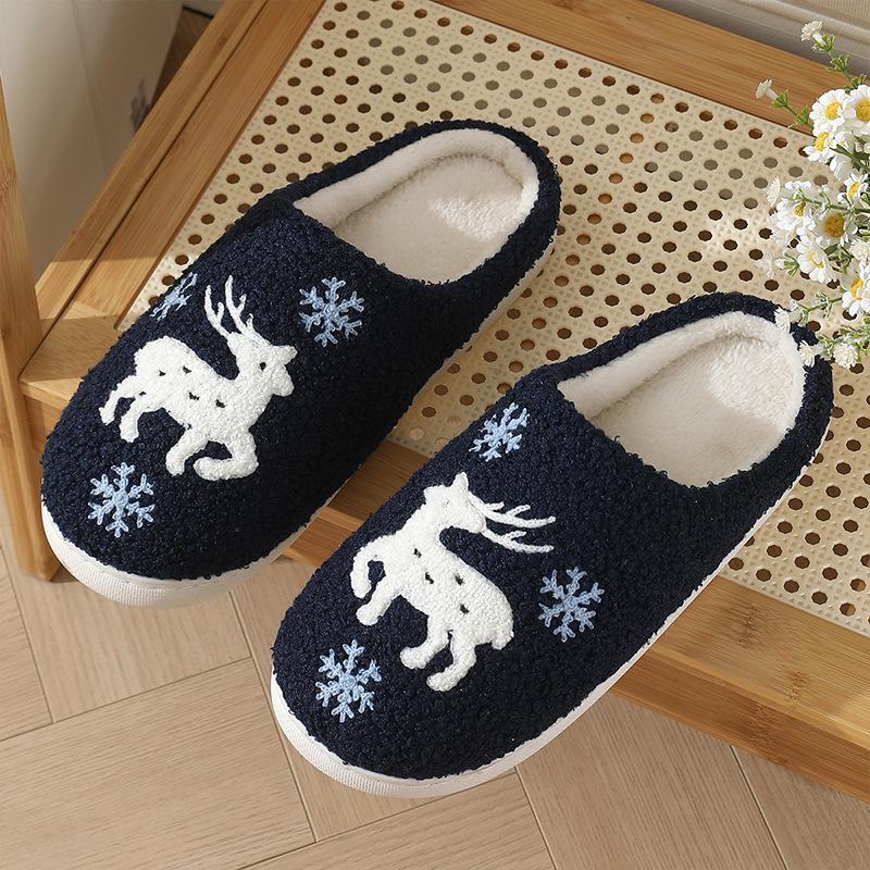 New cute snowflake deer cotton slippers women's winter home home home non-slip warm