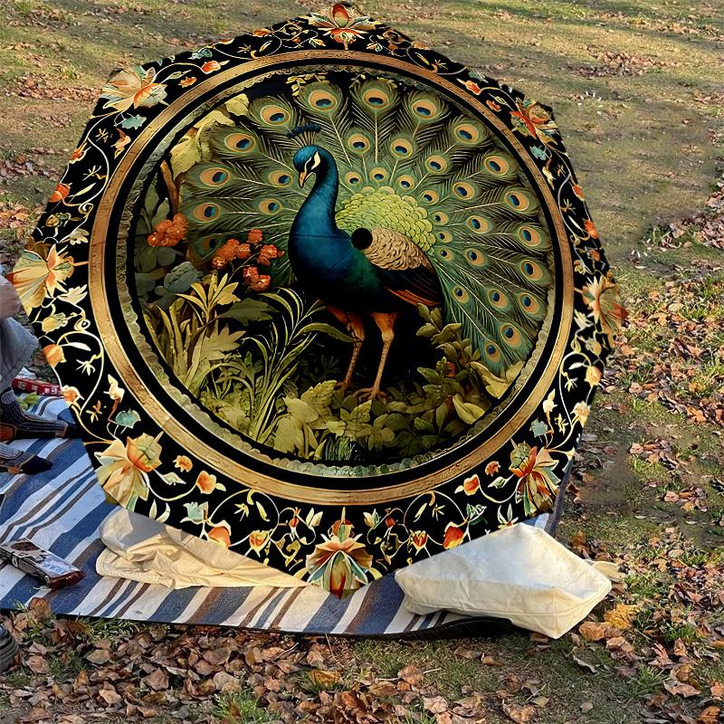 1PC Peacock Floral Umbrella-8-Rib Reinforced, Automatic Open, Lightweight & Durable, Cute Fashion Accessory for Outdoor-K1276