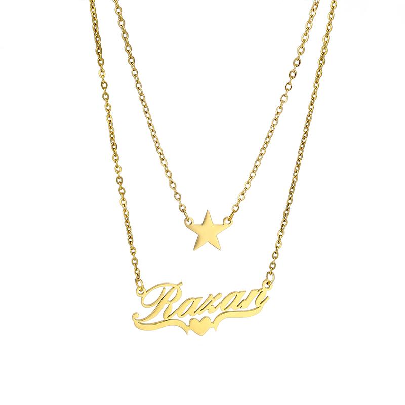 Fashion Stainless Steel Jewelry Heart and Name Pendant Necklace Custom Name Necklaces Set for Women Girls for Friend Gifts