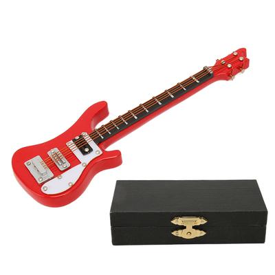 Elektrische Bas Broche Handwerk Miniatuur Bas Model Rode Afgeronde Hoek Muziekinstrument Broche