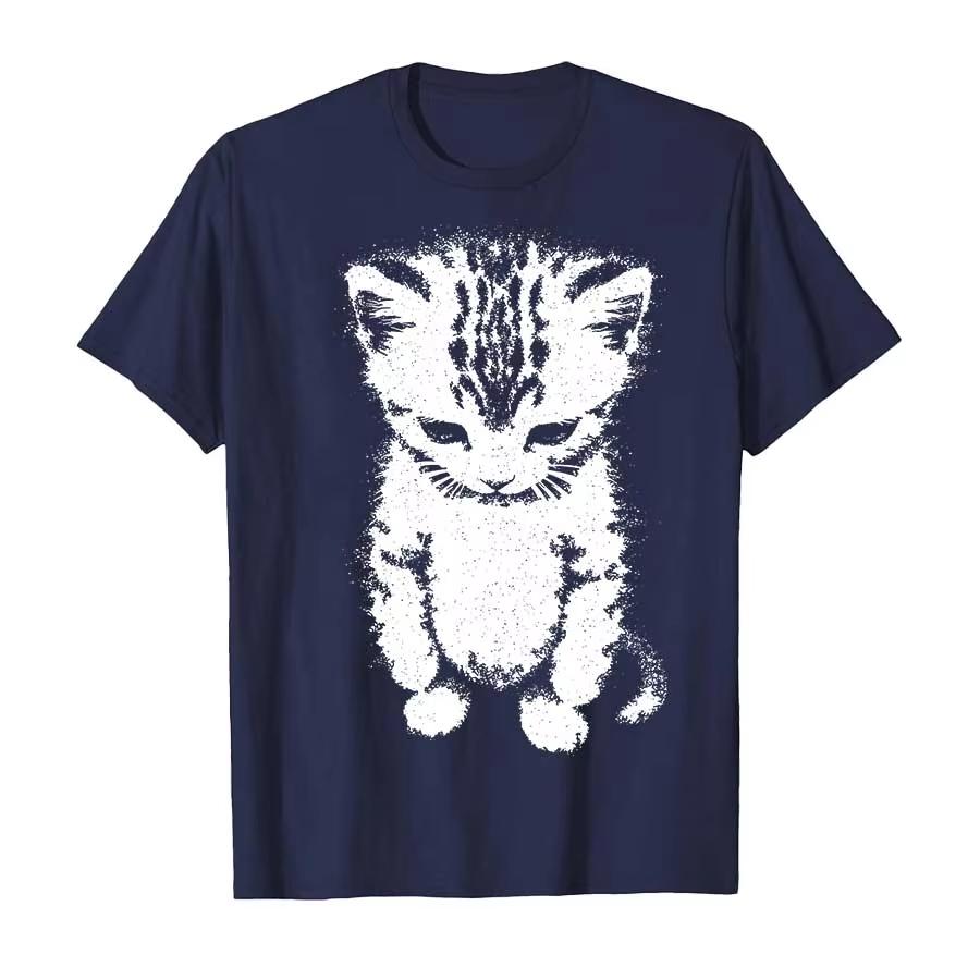 2026El Gato Sad Kitten Funny Meme Sad Crying Munchkin Cat Trendy T-shirt for Unisex Women Cotton T Shirts Short Sleeve Tops