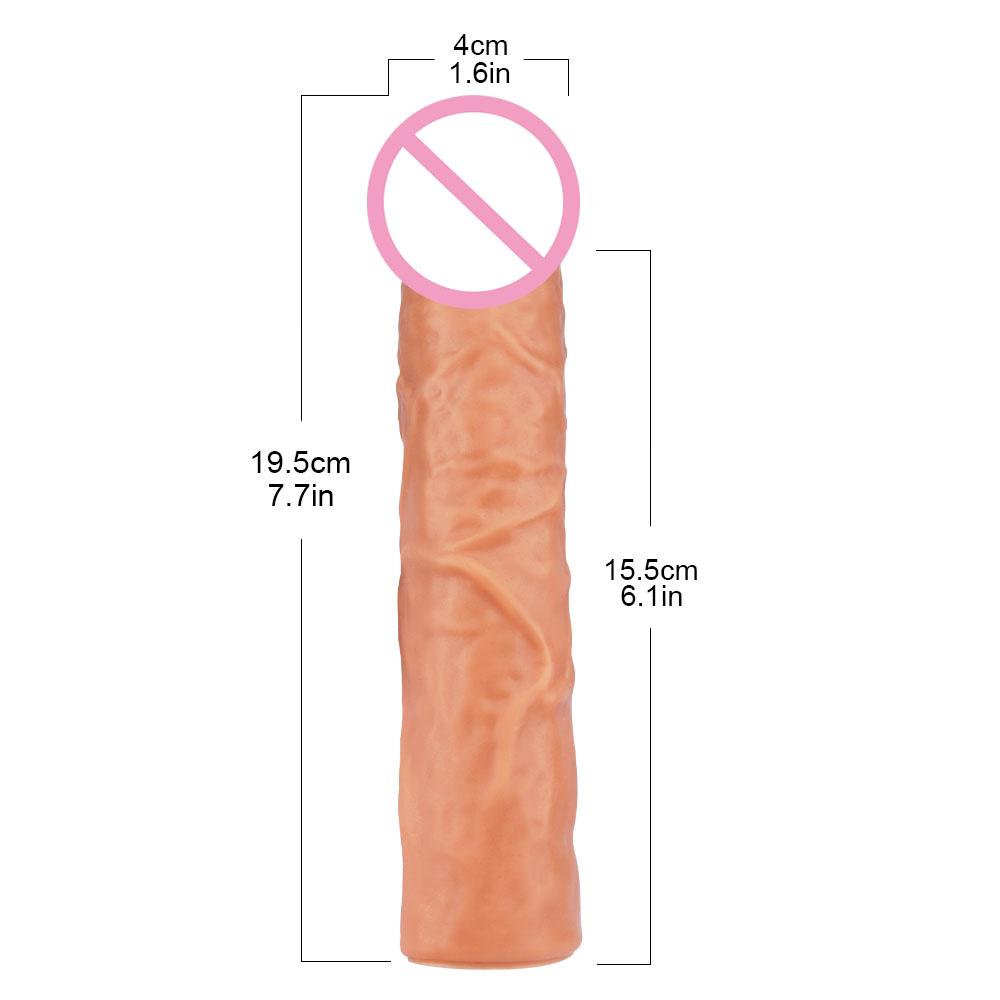 Soft Silicone Condom Enlargement Penis Sleeve Realistic Penis Extender Sex Toys for Men Sexual Tools Reusable Condom Cock Sleeve