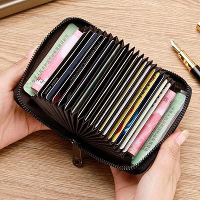 Brieftaschen für Damen und Herren aus Leder mit Anti-Entmagnetisierung und Diebstahlschutz für Ausweise und Karten, große Kapazität, Mini-Geldbörse für Damen