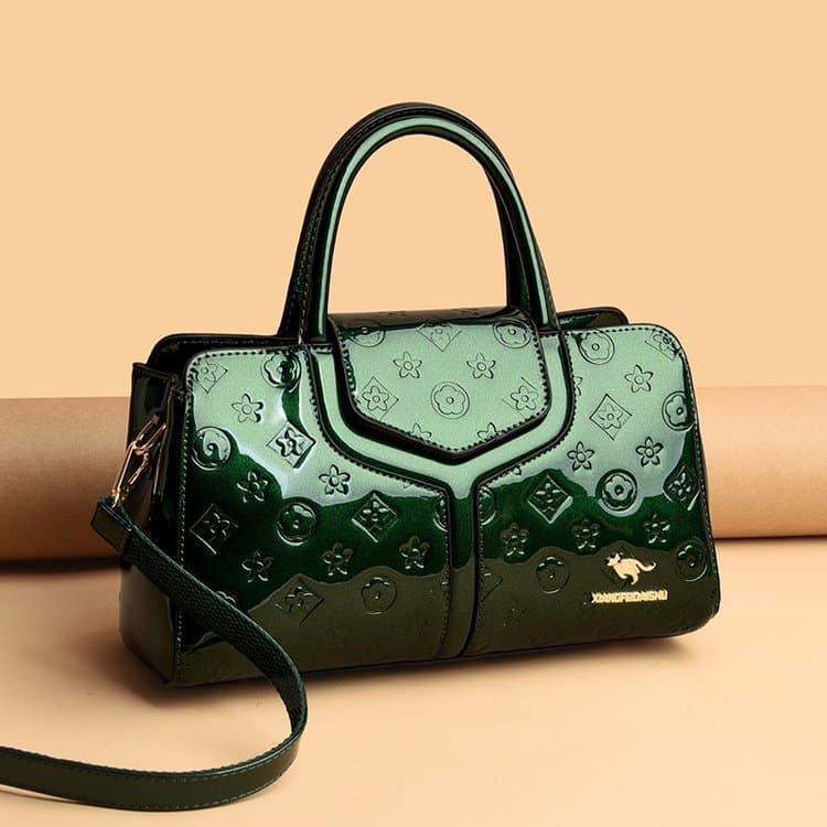 Geprägte glänzende Boston-Tasche Damen-Umhängetasche