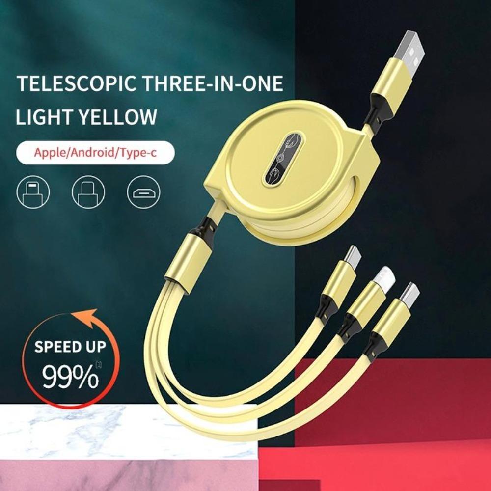3 In 1 Charging Cable Retractable USB Charge 2.4A Fast Charging For XiaoMi HuaWei Samsung Portable Charging Cable Micro Type-C