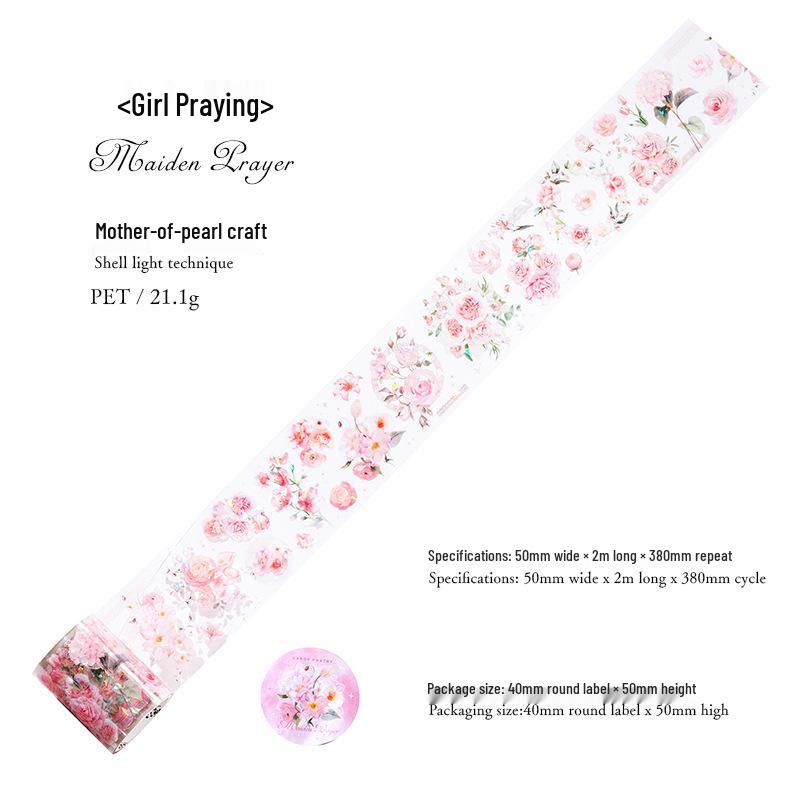 Sugar Poetry Floral Ice Crystal PET Stickers: 6 Types of Decorative Journal Adhesive Tapes