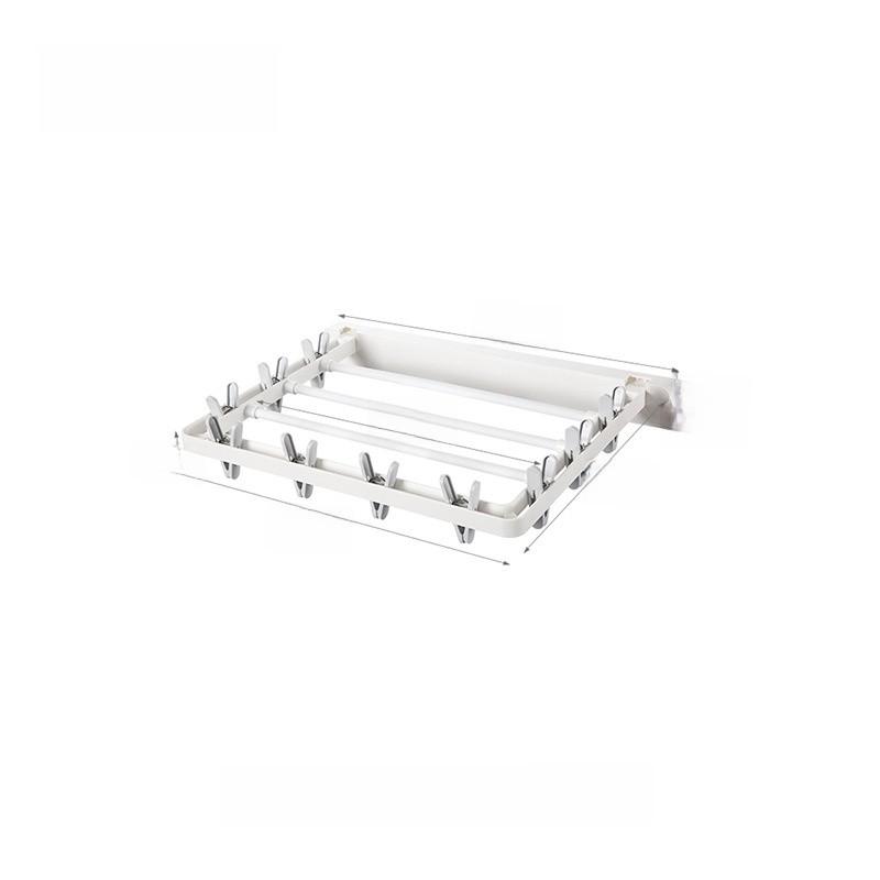 

Wall Mount Folding Clothes Drying Rack With Clips For Indoor Laundry Storage