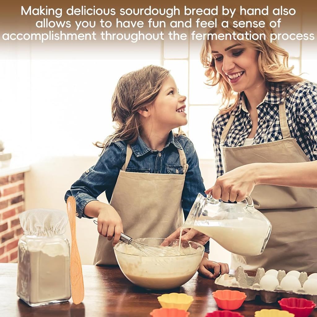 10 PCS Cloth Jar Covers for Sourdough, Reble Kombucha Starter Jar Cover with Shovel, Mason Jar Top Lid for 3”-4”