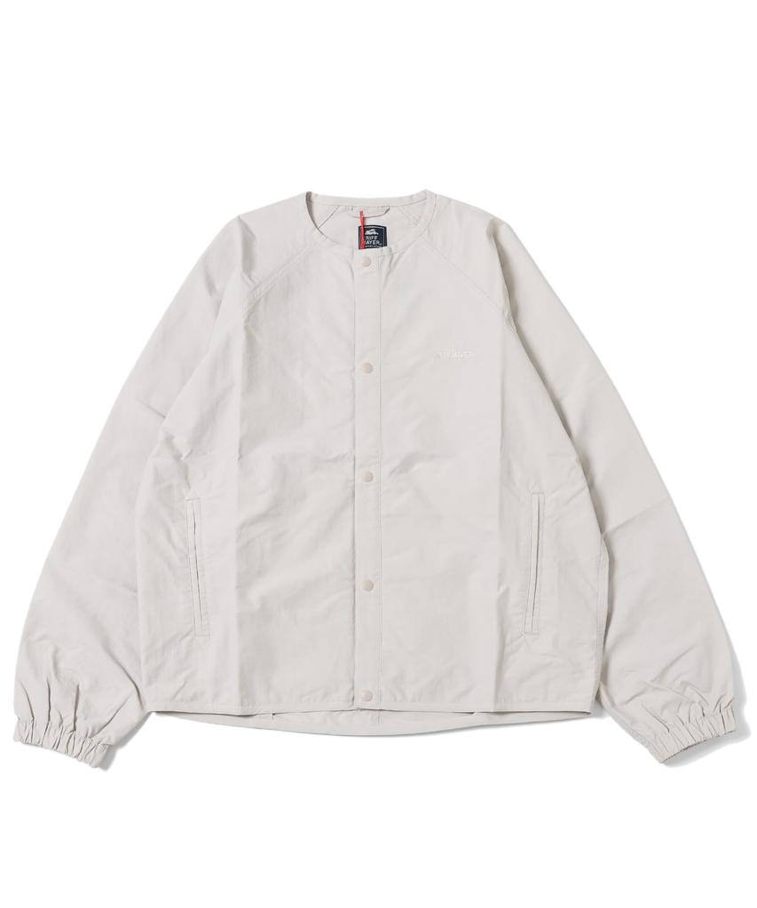 Snap Button Light Jacket Outerwear for Light Gray [CLIFFEMAYER] No-collar Men, X-LARGE,