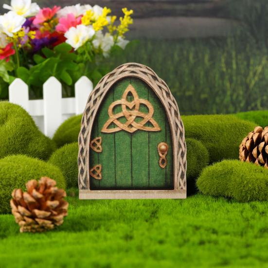 Fairy Door Ručně vyráběné realistické zimostrázové miniaturní dřevěné elfí dvířka Gate Garden Decor Home Decor