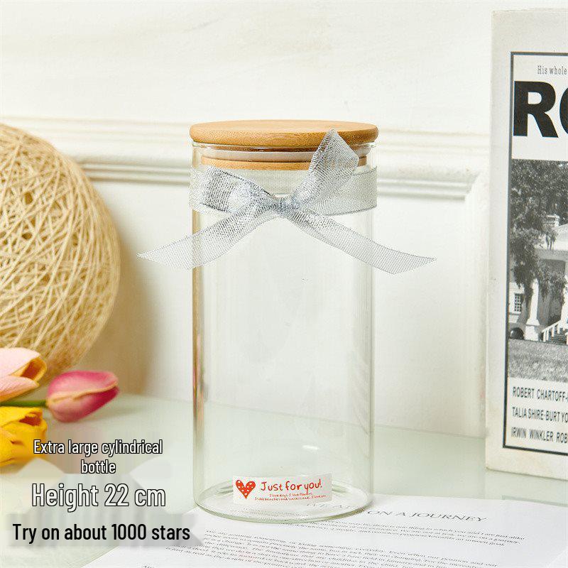 Creative Glass Bottle with Sand, Shells, Lucky Stars, Paper Cranes, and Rainbow Pentagrams