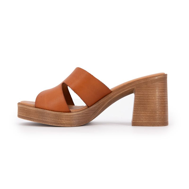 Pantoletten mit Absatz Leder braun Damen CARLA TORTOSA