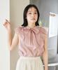 Washable Shiny Bowtie Frill Front and Pink [BIS] Women's Blouse, 2-Way Back, (63)