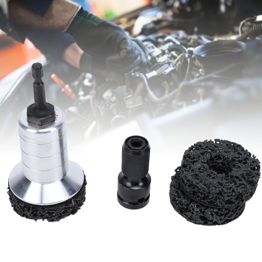 Radnaben-Reinigungskit Rostentferner für Bremsscheibe und Radbolzen 1/2 Zoll Schraubenschlüssel-Adapter mit 2 Ersatz-Schleifscheiben