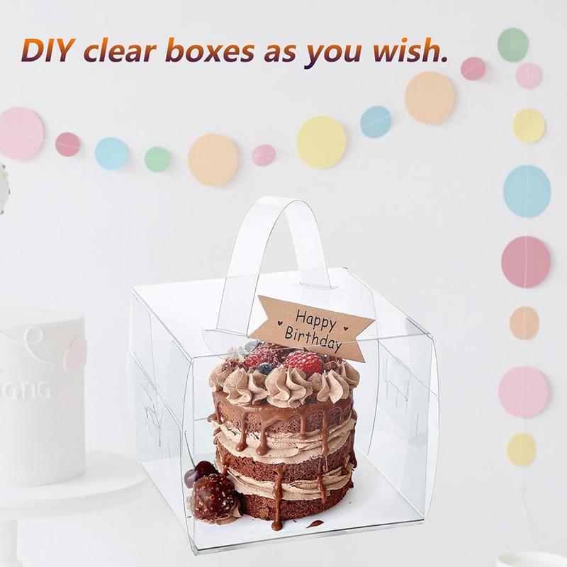 5/2Pcs Cake Packaging Box with Handle Transparent Dessert Gift Wrap Box Cupcake Container Wedding Birthday Party Decor Supplies