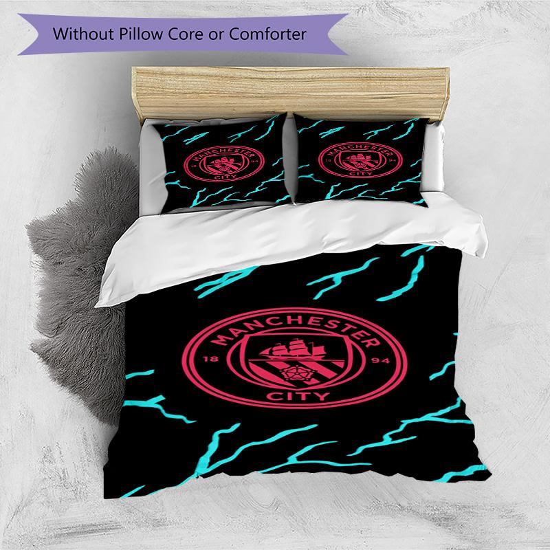 City Football Club Printed Pattern Duvet Cover Set – Includes 1 Duvet Cover and 2 Matching Pillowcases Bedroom Decor Christmas Gifts