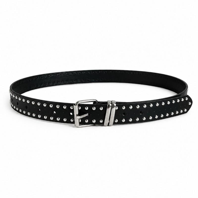 Y2K Punk Nieten Gürtel Damen Herren Dünn 2,8cm PU Leder Bund Mit Metall Dornschließe Verstellbar Jeans Freizeit
