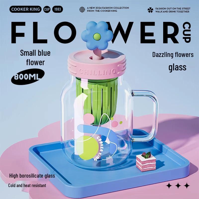 COOKER KING 800ML Tea Infuser Glass Straw Bottle