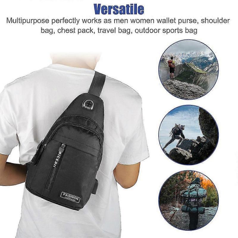 New Backpack Waterproof Shoulder Crossbody Chest Bag Usb Port Men Boy Travel Handbag