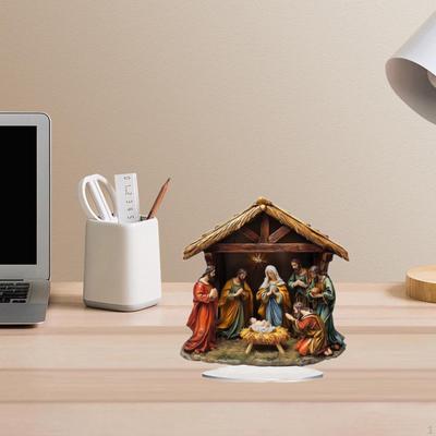 Jesus Birth Figurine Christmas Statue Collectible Gift Acrylic Sculpture Ornament for Table