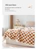 Checkered Milk Velvet Lambswool Double-Layer Sofa Throw Blanket