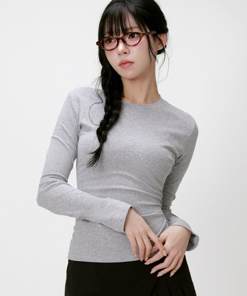 LIKE THE MOST Slim Basic Long Sleeve T-Shirt_Gray